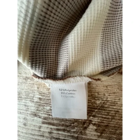 WIHOLL Women's size M Cream and Brown Stripe Long Sleeve Thermal - Picture 9 of 9
